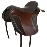 A&M Reitsport Baumloser Wanderreit Sattel 1125 Braun, mit weißen Nähten, Größe:16 Zoll