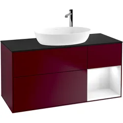 Villeroy & Boch Waschtischunterschrank „Finion“ für Schrankwaschtisch 1200 × 603 × 501 mm Peony Matt Lacquer, für Becken mittig, mit Hahnlochbohrung