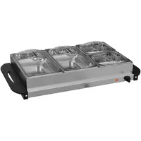 2-in-1 Buffetwärmer 6,8l Warmhalteplatte 300 Watt Edelstahl Speisewärmer Silber