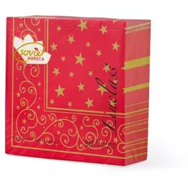 Sovie Horeca Serviette Liam in Rot aus Linclass® Airlaid, 40 x 40 cm, 50 Stück - Weihnachten, Ornamente Sterne