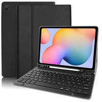 Tastaturhülle für Samsung S6 Lite 2022, Lederhülle mit Abnehmbarer Magnetischer Bluetooth-Tastatur im QWERTZ-Layout für Samsung Galaxy Tab S6 Lite 10,4 Zoll (SM-P610/P615/P613/P619,2020/2022), Schwarz