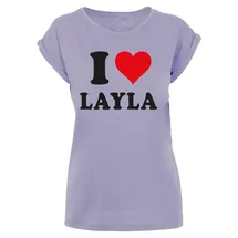 MERCHCODE T-Shirt Merchcode Damen Ladies I Love Layla T-Shirt (1-tlg) lila XL