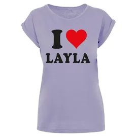 MERCHCODE T-Shirt Merchcode Damen Ladies I Love Layla T-Shirt (1-tlg) lila XL