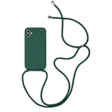 Sitthyw Handykette Hülle iPhone 12 Pro Silikon mit Band(Abnehmbar) Handy Kette Cover Stoßfest Abdeckung mit Kordel zum Umhängen Lanyard Case Schutzhülle mit Schnur für iPhone 12 Pro, Dunkelgrün