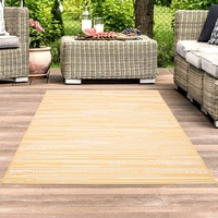 Carpet City Teppich-Läufer In- Outdoor Wetterfest UV-beständig Streifen-Muster Modern Gelb für Terrasse Balkon; Größe: 60x230 cm