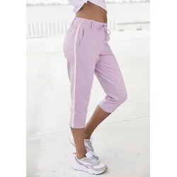 Caprihose LASCANA, Damen, Gr. 32, N-Gr, rosa (altrosa), Obermaterial: 70% Viskose, 25% Polyamid, 5% Elasthan, unifarben, modisch, Basic kniebedeckend, Hosen Homewear Hose, mit seitlichen Streifen, Loungewear