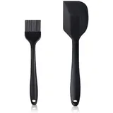(2 Stück) Silikon Backpinsel und Spatel Basting Gebäckbürste Küchenhelfer Silikon mit Metallkern Hitzebeständige & Antihaft Grillbürste Gebäck Kochbürste Öl Backbürsten für Grill,Backen, Küche, Kochen