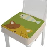 Chickwin Sitzerhöhung Stuhl Kind, Waschbar Baby Tragbar Sitzkissen Kinder Tragbares Boostersitze Verstellbar Zerlegbar Kleinkind Sitzerhöhung Kissen für Esstisch Reise (Katze,40x40x10cm)