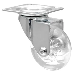 WAGNER Soft-Lenkrolle SKATER - Ø 60 mm, Stahl verchromt, transparent, Anschraubplatte, Tragkraft 50 kg - 03108601