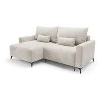 Deine Möbel 24 Wohnlandschaft LOCA L 239 cm breit Ecksofa Sofa Wohnzimmer L-Couch Cord Samt, Beige Creme Grau Hellgrau Anthrazit Schwarz 2 Teile, mit Schlaffunktion Bettfunktion beige