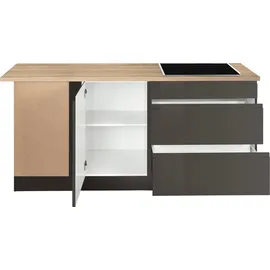 kochstation Winkelküche L-Form 230 x 190 cm grau
