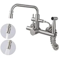 Küchenarmatur Wandarmatur Kalt- und Warmwasserhahn 360° mit Sprühpistole, Edelstahl 304 Spüle, multifunktional, gebürstet