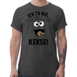 Shirtracer T-Shirt Ich tu nix Ich will nur Kekse – Keksmonster Karneval Outfit grau L