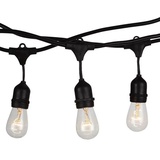 ETC Shop Lichterkette für Außen Lichterkette Innen Gartenbeleuchtung Lichterkette, IP54 schwarz Gummi, 10x E27, L 500 cm