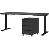 Büromöbel-Set »Mailand, inkl. Schreibtisch (elektr. höhenverstellbar) & Rollcontainer«, (2 tlg.), grau