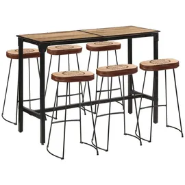 vidaXL Bar-Set 7-tlg. Raues Mangoholz und Metall  braun