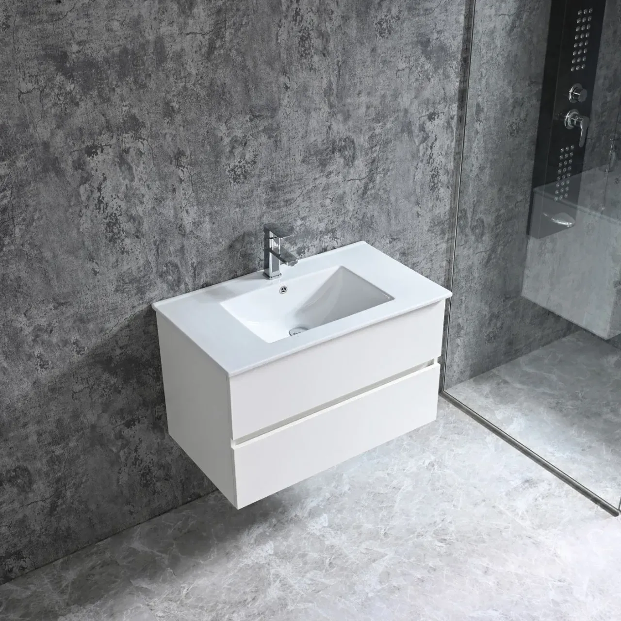 Neuesbad Serie 70 Waschtischset B:80, T:46, H:50cm, weiss NBHT80101