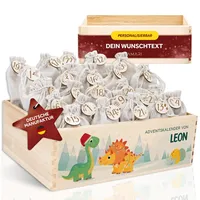 Amari ® Personalisierte Adventskiste 008 - Adventskalender 2025 aus Holz mit Namen - Weihnachtskalender für Kinder & Erwachsene