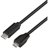 Logilink USB 2.0 Typ C micro-USB Anschlusskabel, zum Laden von Geräten & Synchronisieren von Daten, Farbe: Schwarz,