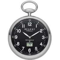 Regent Herren Taschenuhr aus Edelstahl in der Farbe Silber-Schwarz 49mm, Wasserdichtigkeit: 3Bar, 11280077