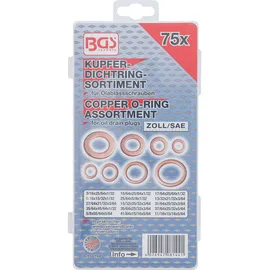 BGS Dichtring-Sortiment 8144, Kupfer, Zollgrößen, für Öl-Ablassschrauben, 75-tlg.
