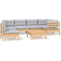 vidaXL Garten-Lounge-Set 7-tlg. grau Kiefernholz