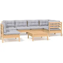 vidaXL Garten-Lounge-Set 7-tlg. grau Kiefernholz