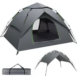 riggoo Camping Zelt, 4 Personen Sofortzelt Pop Up Kuppelzelt Easy Campingzelt, Wasserdicht Winddichte Dome Tent mit Abnehmbarer Außenplane, Doppelschicht Familienzelt für Wanderungen und Strand