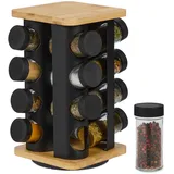 Relaxdays Gewürzregal 16 Gewürzgläser 20 x 28 x 20 cm Schwarz