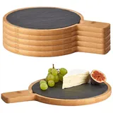 Zeller Present Servierplatten,, Schwarz, Stein, 6-teilig, Bambus, Rechteckig, 19x1.5x40 cm, Tischkultur & Servieren, Servierplatten