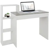 ML-Design Schreibtisch mit Regal 110x72x40 cm, Weiß/Grau, aus Pressspan