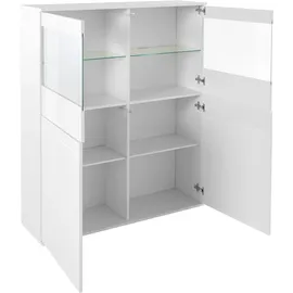 borchardt Möbel Vitrine BORCHARDT MÖBEL "Florenz", weiß (weiß hg, weiß hg, riffeloptik mdf), Schränke, Vitrine, Höhe 125 cm