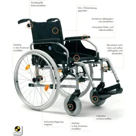 FabaCare Rollstuhl D200 Leichtgewichtrollstuhl faltbar grau/schwarz