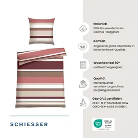 SCHIESSER Rexo Gestreift Altrosa 135 x 200 cm + 80 x 80 cm