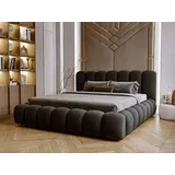 GRAINGOLD Polsterbett mit Bettkasten 140x200, Schwarz Samt, Averia