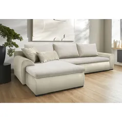 Ecksofa HOME AFFAIRE "Win L-Form", beige, B:285cm H:85cm T:176cm, 100% Polyester, Sofas, wahlweise mit Bettfunktion und Bettkasten, Topseller