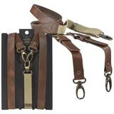 Sir Redman Hosenträger Leder mit Karabinerhaken "Work" Holländer Y-Form, 25mm Trägerbreite, 120cm lang, für Herren braun