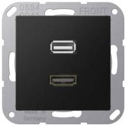 Jung Multimedia-Einsatz HDMI / USB (graphitschwarz matt)