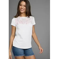 T-Shirt, mit romantischen Floralprint in Pastellfarben, Gr. 48, weiß-rosa-geblümt, , 15820858-48