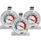 3 Stück Kühlschrank-Thermometer, großes Zifferblatt, Edelstahl-Temperaturanzeige für Gefrierschrank, mit Haken zum Aufhängen und Ständer