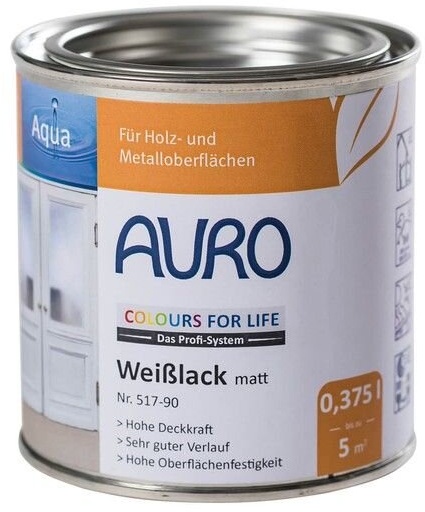 Auro COLOURS FOR LIFE Weißlack matt 517-90 weiß - 0,375 l Dose