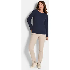 GOLDNER Langarm Melange Jersey-Oberteil Blau 40