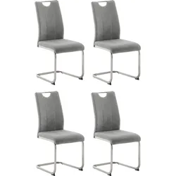 Freischwinger MCA FURNITURE "MCA TERESINA Schwingstuhl mit Griffloch", grau (grau, silber), B:44cm H:96cm T:58cm, Polyester, Stühle, (4er-Set), Schwingstühle mit Griffloch, Komfortsitzhöhe von ca. 48 cm