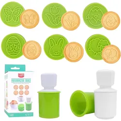 Oster-Ausstechformen-Set, 6 austauschbare Keksstempel, 1 runde Ausstechform, 1 Kekspresse