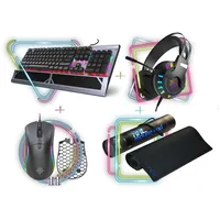 Gaming Komplet-Set Delux 4 in 1 Combo aus RGB Gaming-Tastatur Gaming-Maus, Mauspad und Headset
