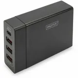 Digitus Ladegerät 72 W – 1-Port USB-C – 3-Port USB-A – Schnellladegerät Power Delivery (PD 3.0) – Für iPhone, iPad, Samsung Galaxy, Pixel, Xiaomi, Motorola, Huawei – Schwarz