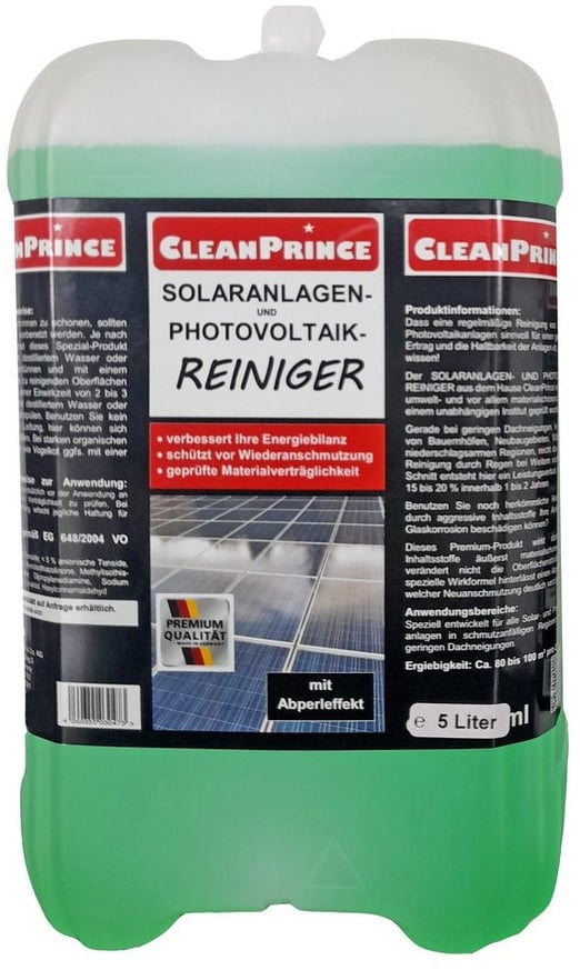 Preisvergleich Produktbild CleanPrince Solaranlagen - Reiniger Photovoltaikanlagen Reinigungsmittel Spezialwaschmittel (materialschonende Reinigung)