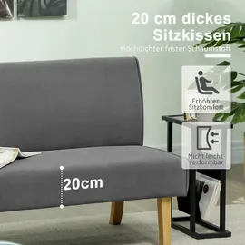 Homcom Sofa, Couch mit Cord-Optik, Holzbeine, Gepolsterter Polstersofa, Doppelsofa für Schlafzimmer, Wohnzimmer, 110 x 62 x 85 cm, Grau