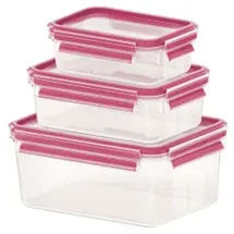 Emsa Frischhaltedose rechteckig himbeer 0,55/1,0/2,2 l 3-teilig