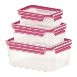 Emsa Frischhaltedose rechteckig himbeer 0,55/1,0/2,2 l 3-teilig